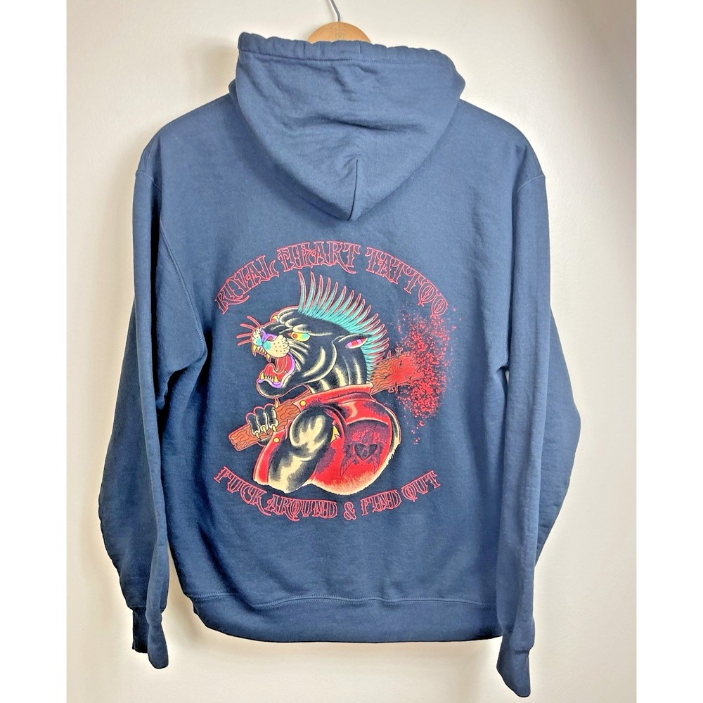 VTG Rival Heart Tattoo F Around And Find Out Grunge Skater Hoodie Sweatshirt
